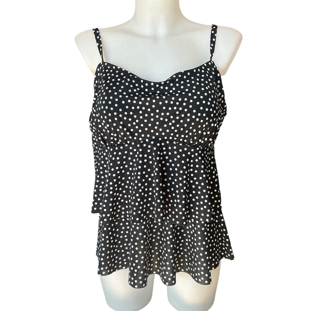 Christina Black & White Polka Dot Plus Size Tankini Size 18